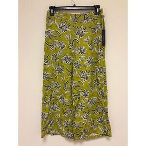 Tahari 100% Linen Wide Leg Pants Tropical Leaf NWT Size Large